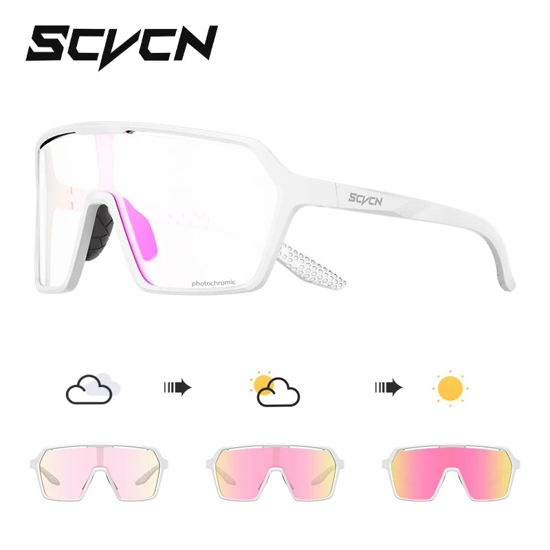 SCVCN Photochromic Hiking Cycling Glasses Outdoor Running Sunglasses Stylish Hiking Driving Glasses Casual Sports Sunglasses