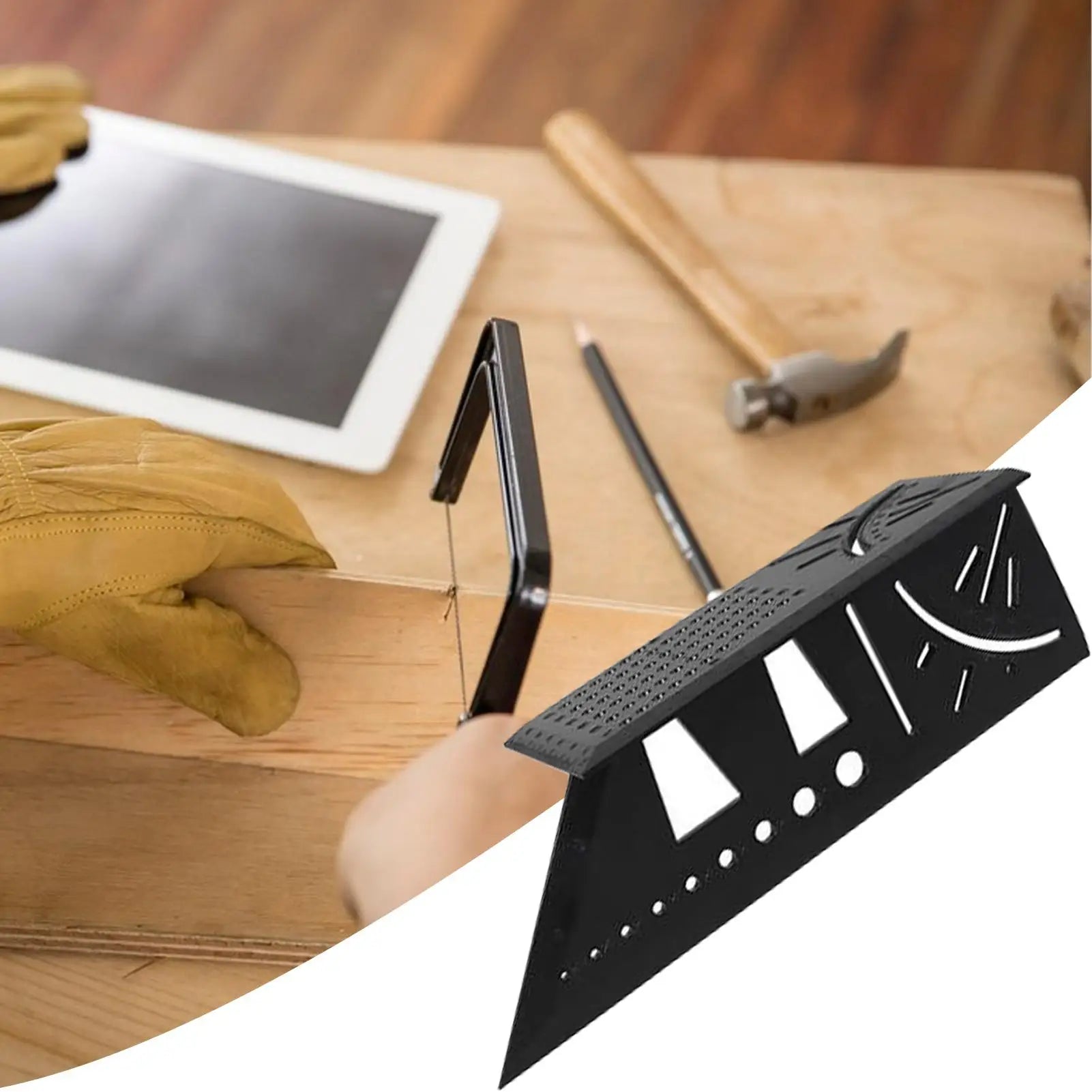 Triangle Ruler 7Inch Measurement Tool Aluminium Alloy Carpenter Tools Inch Metric Angle Ruler Speed Square Woodworking Tools