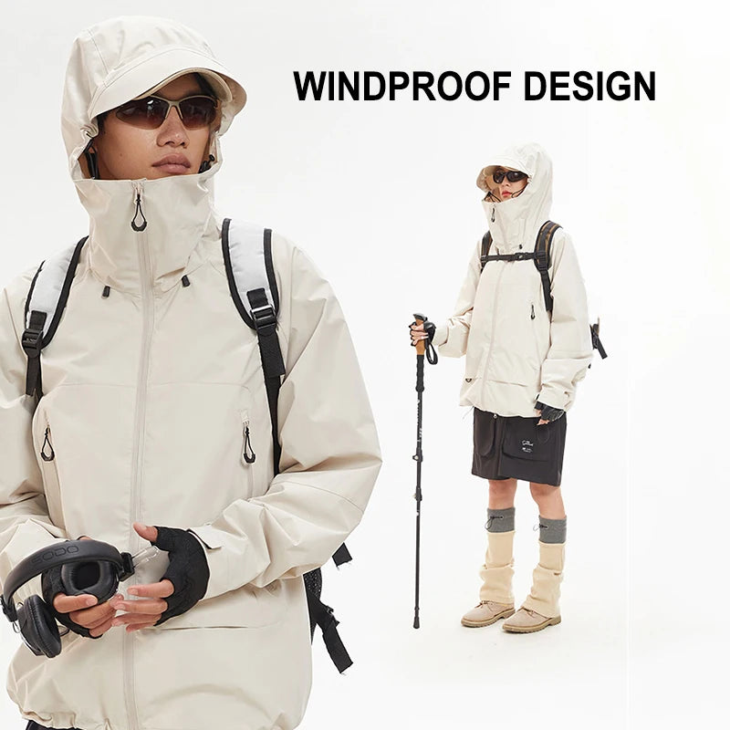 CHRLCK Men's Waterproof Hiking Jackets Spring Autumn Windproof Camping Windbreaker Women Fishing Trekking Running Jacket Unisex