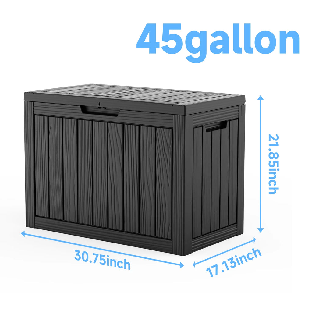 45Gallon Waterproof Outdoor Storage Box,Resin Deck Box,Lockable Outside Storage Box Container for Patio Furniure