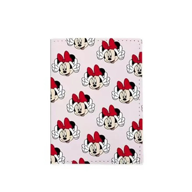 Disney Mickey Minnie Women Girls Travel Accessories Passport Cover Holder PU Leather Unisex ID Bank Card Holders Wedding Gifts