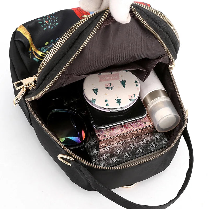 Ladies' fashionable crossbody multi-functional mini backpack with waterproof nylon fabric