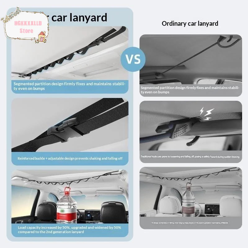 *_*Car Clothes Drying Rope Adjustable Multifunctional Hanging Hanger for Vehicle Rear Seats Road Trip Camping Travel Use
