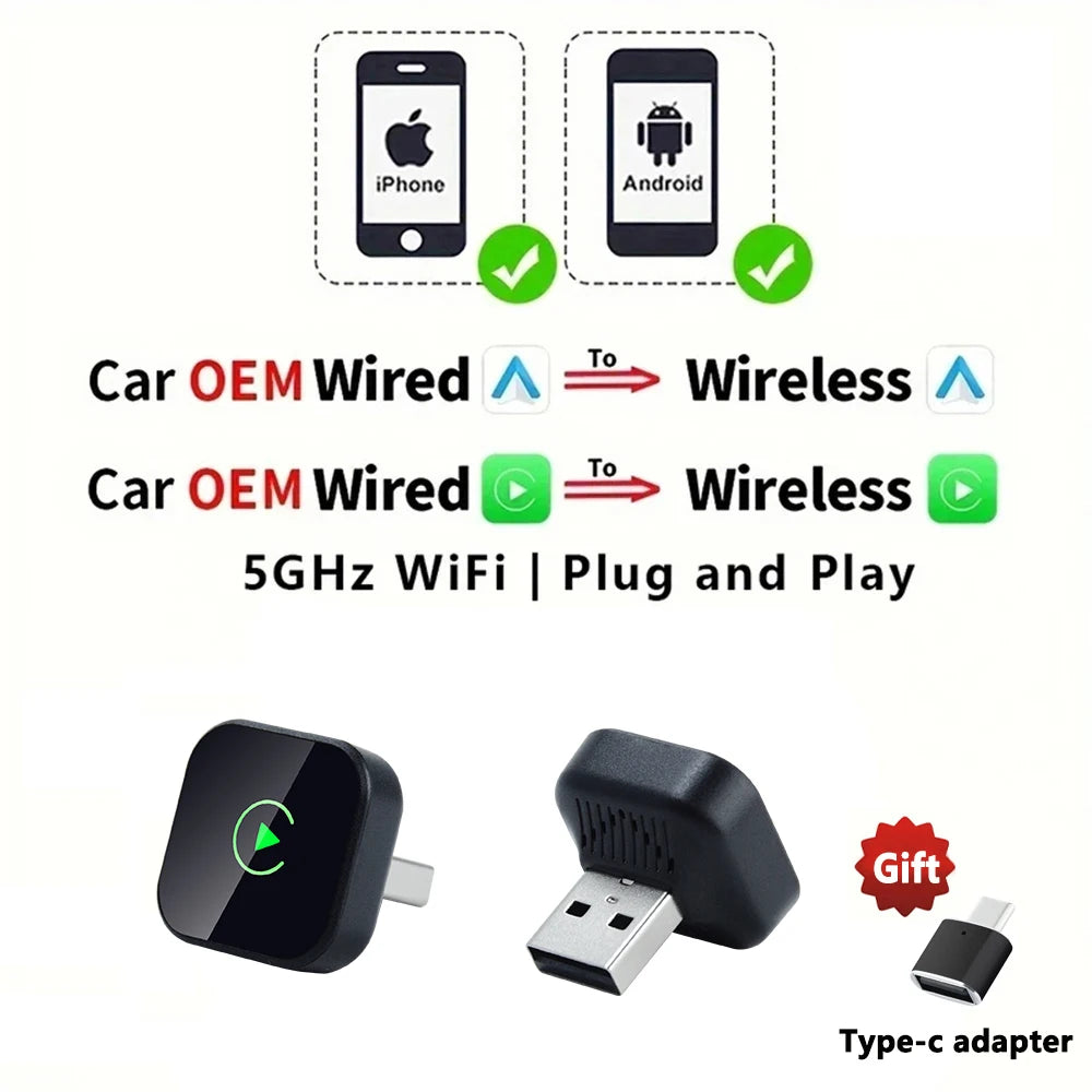 Wireless CarPlay Dongle Wireless Android Auto Adapter 2in1 Car Intelligent System AI Smart Box For Car With Wired CarPlay