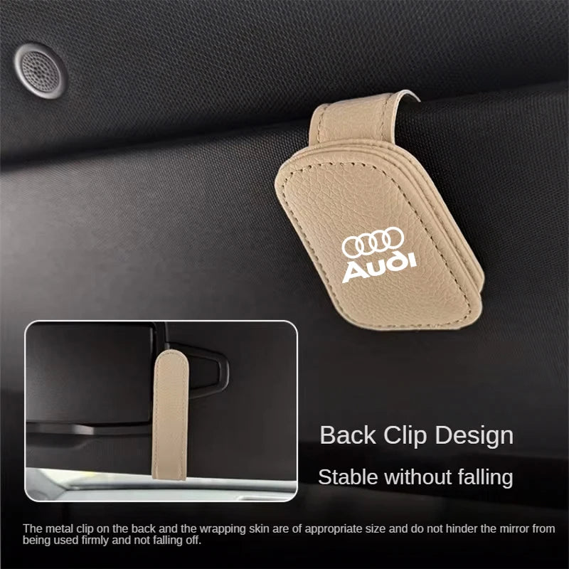 Car Leathers Glasses Clip Sun Visor Sunglasses Card Box For Audi Sline Q1 Q2 Q3 Q4 Q5 Q6 Q7  A4 A3 A6 TT S4 S5 S6 A1 A2 A5 A7 A8