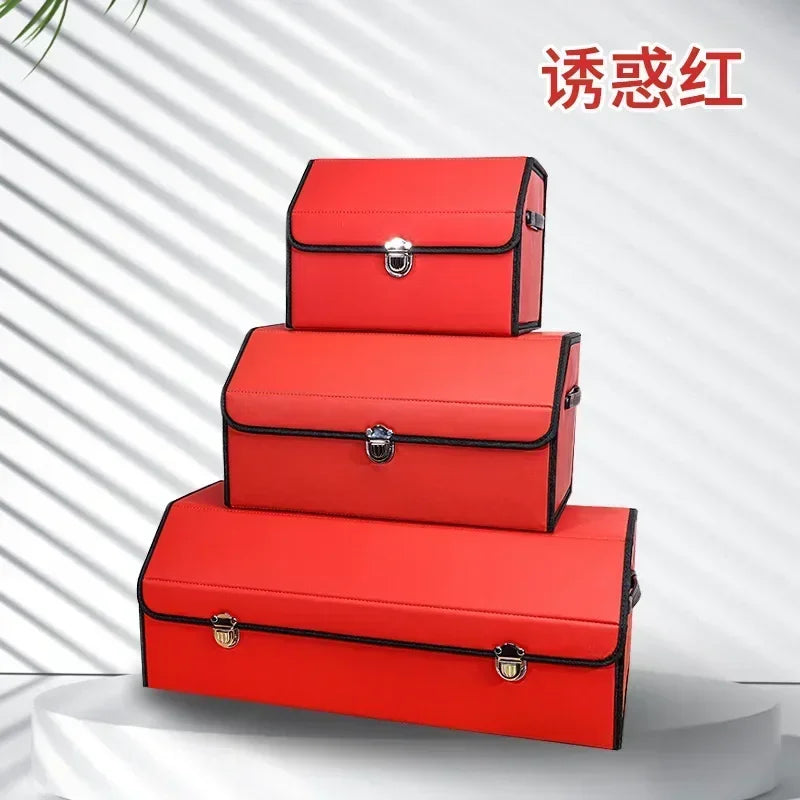Car Trunk Organizer Car Trunk Organizer For SUV Waterproof Leather Cargo Container Folding Vehicle Accessories For SUV Truck