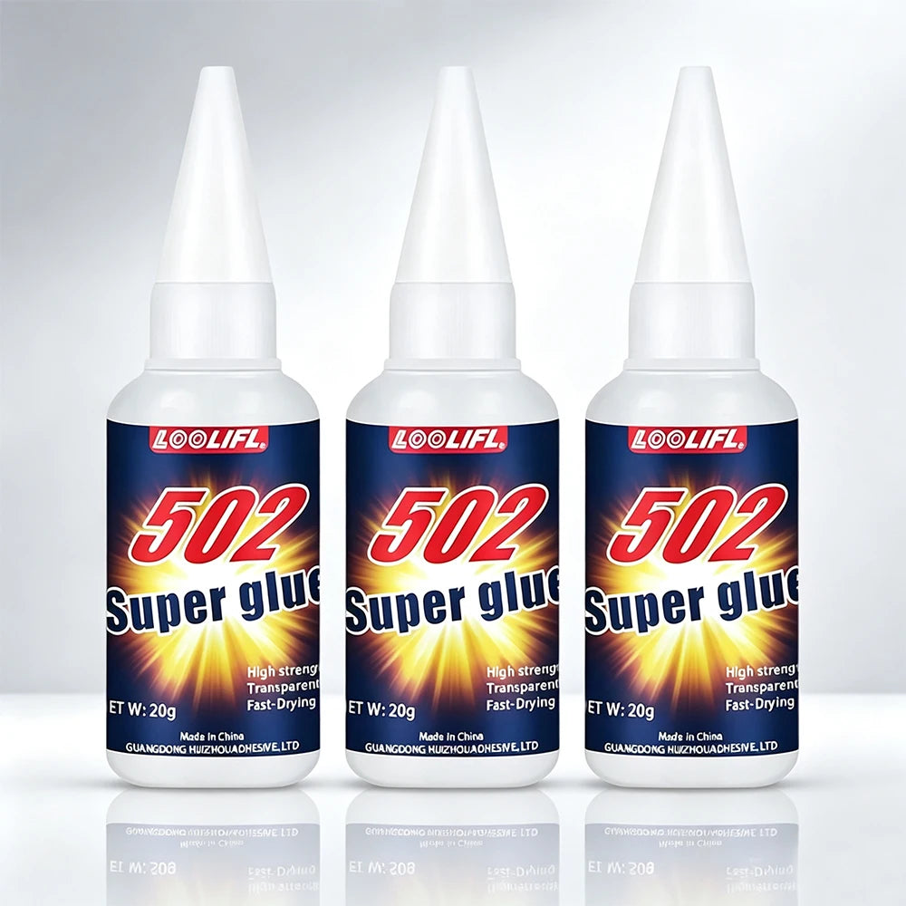 20g Clear 502 Super Instant Glue Fast Curing Strong Bond Low Odor Multi Material Repair Adhesive for Metal Plastic Wood Ceramic