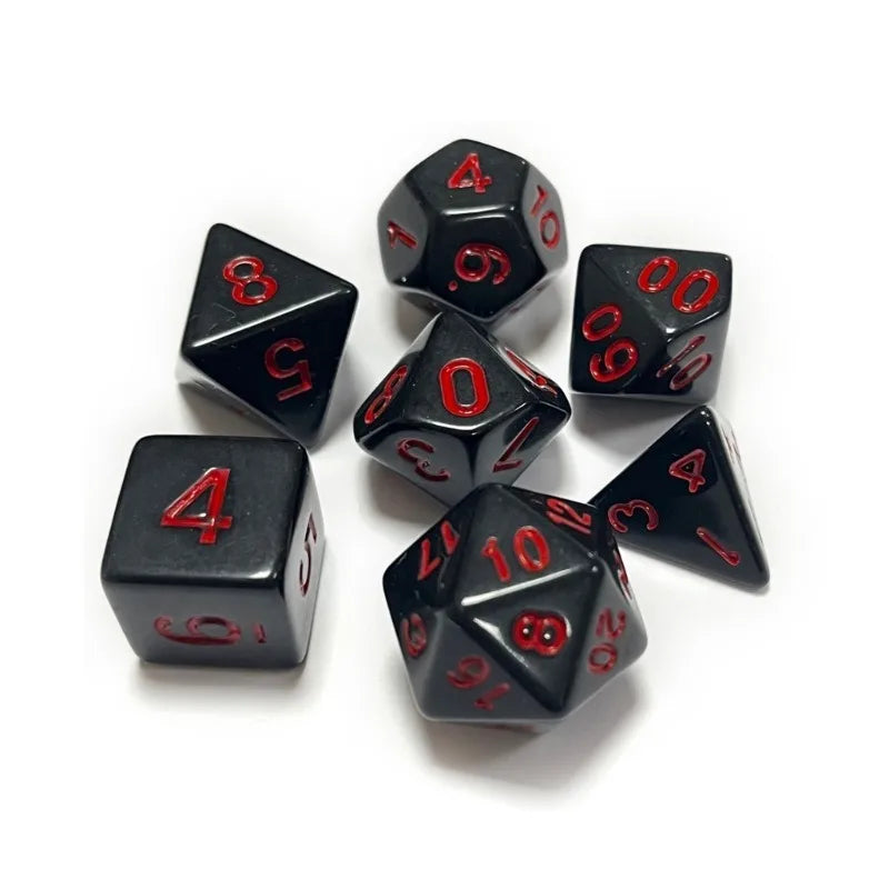 7Pcs/set 2023 New Foreign Trade Product Classic Color Multi Sided Dice Black Red Oil