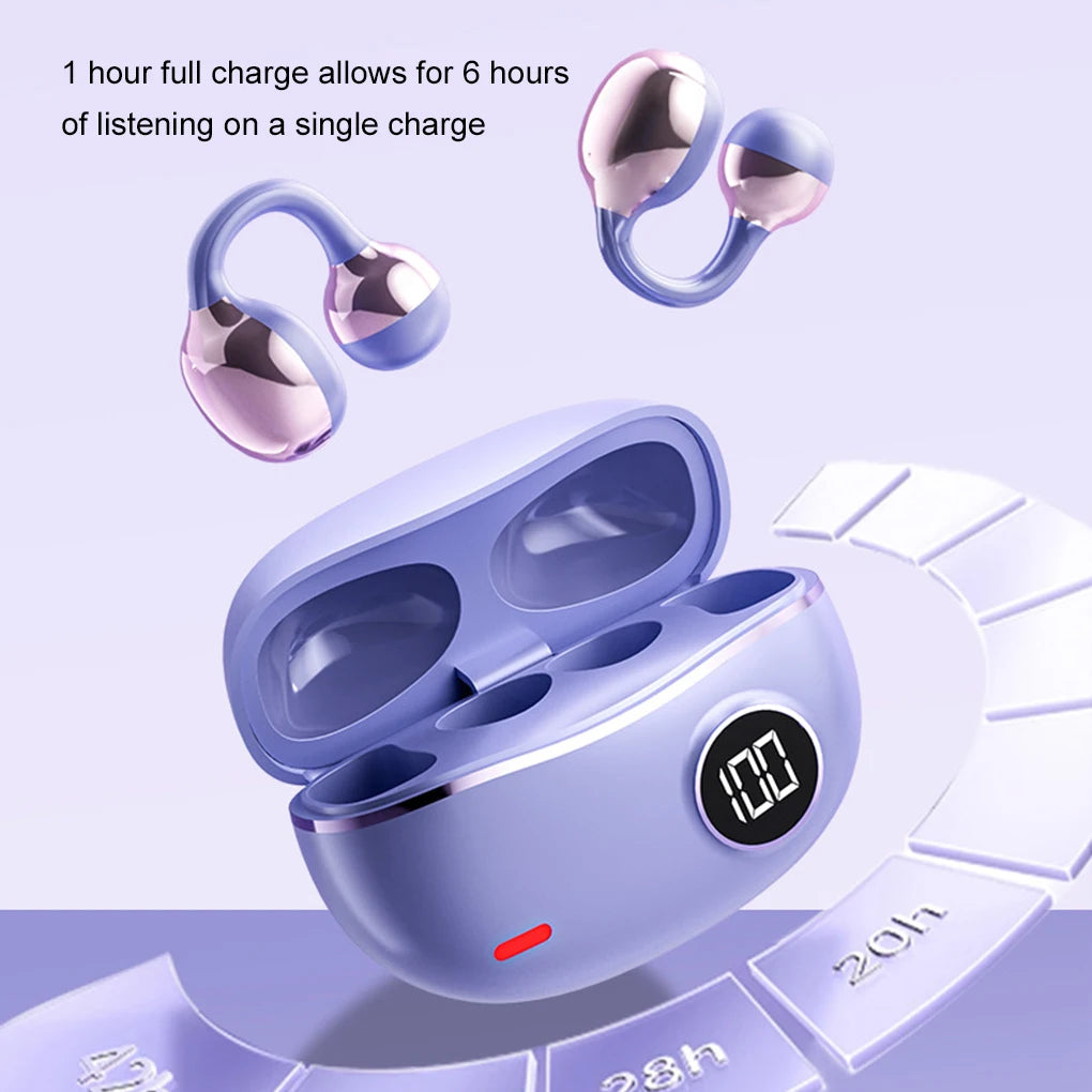 New Wireless Headphones Bluetooth Headset With Mic Handsfree Noise Canceling Earphones Clip Ear Music Sports Gaming Earplug