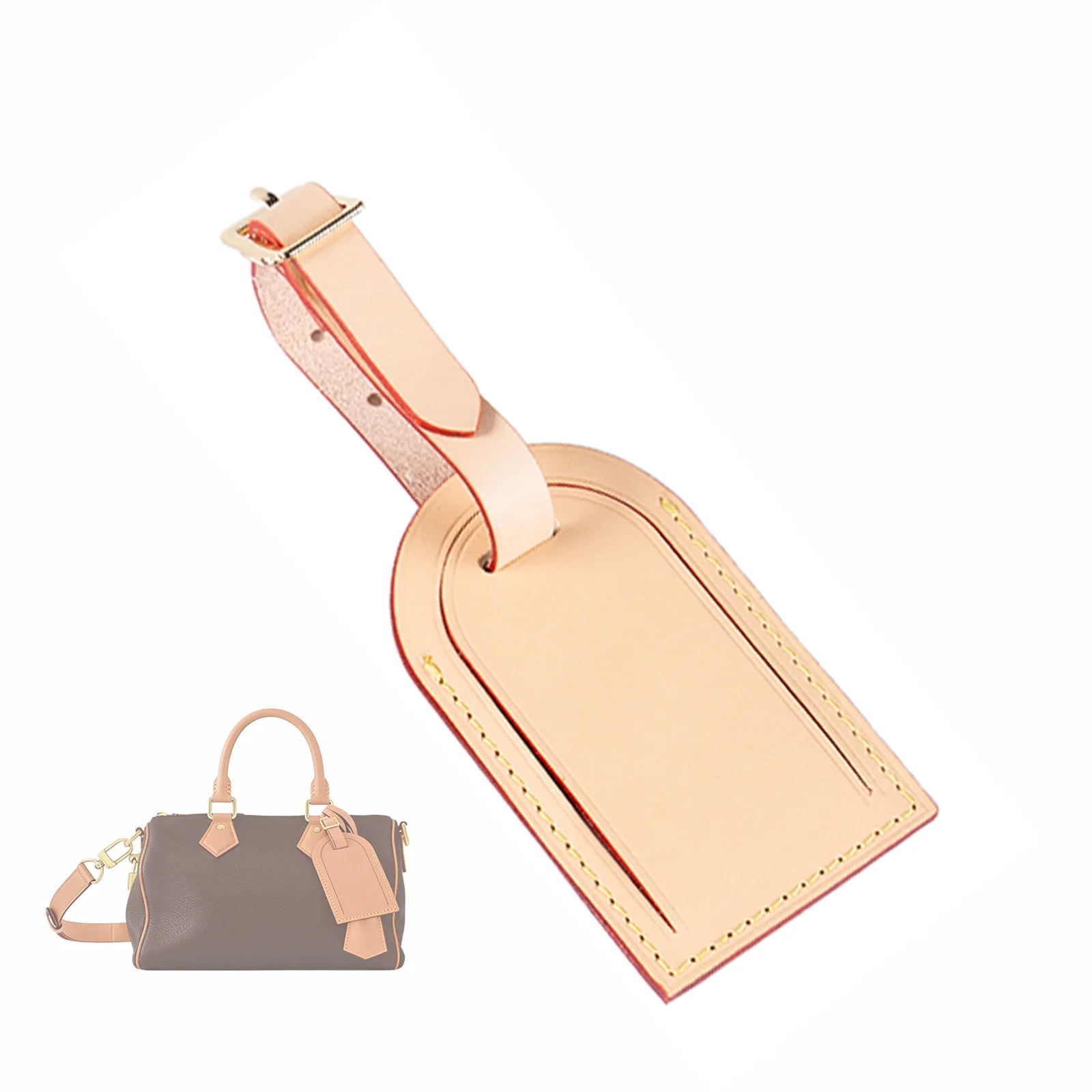 Genuine Leather Luggage Tag Replacemance for LV Speedy 25 30 35 40 Bag Vachetta Leather Accessories Travel Tags