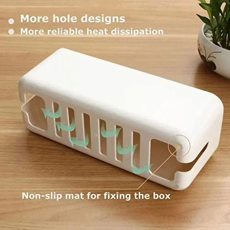 For Wire Case Home Cable Winder Organizer Wooden Cable Storage Box Power Line Storage Case Dustproof Charger Socket Organizer