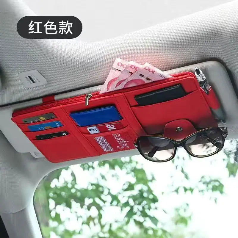 Car Sun Visor Bill Pen Business Card Holder CD DVD Organizer Storage Box Sunglasses Clip Stowing Tidying Car Accessories