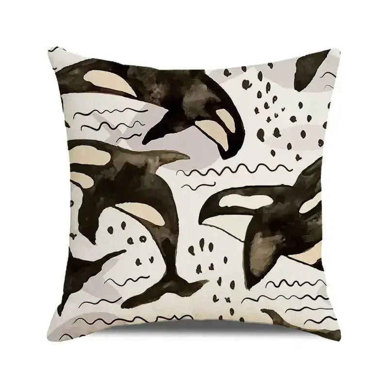 Ocean breeze and small fish pattern Double-sided Printed pillow cover Short plush Suitable living room sofas throw cushion cover