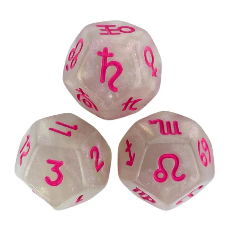 3Pcs Astrologys Dices 12-Sided Dices Divinations Tool Tarots Constellations Dices 54DE