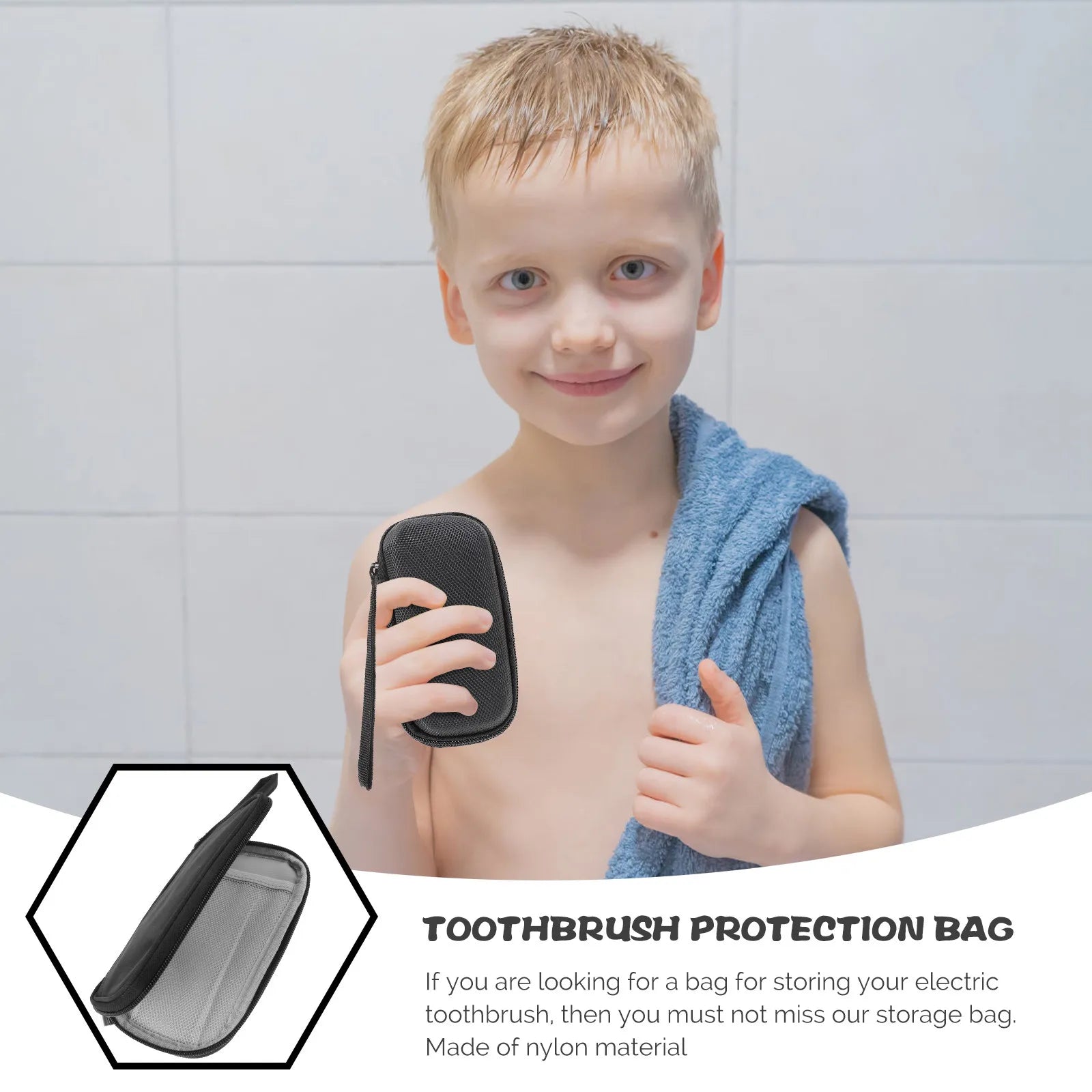 1Pcs Toothbrush Protective Case U Shaped Electric Toothbrush Bag Travel Carry Box Compatible for Ashmore As-Tb05 Zipper Design