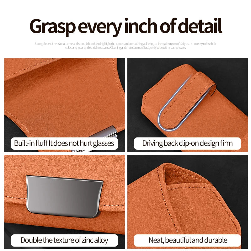Universal Car Sunshade Sunglasses Organizer  Damage-Free Installation Interior Sunscreen Holder  Scratch-Resistant Sunglass Stor