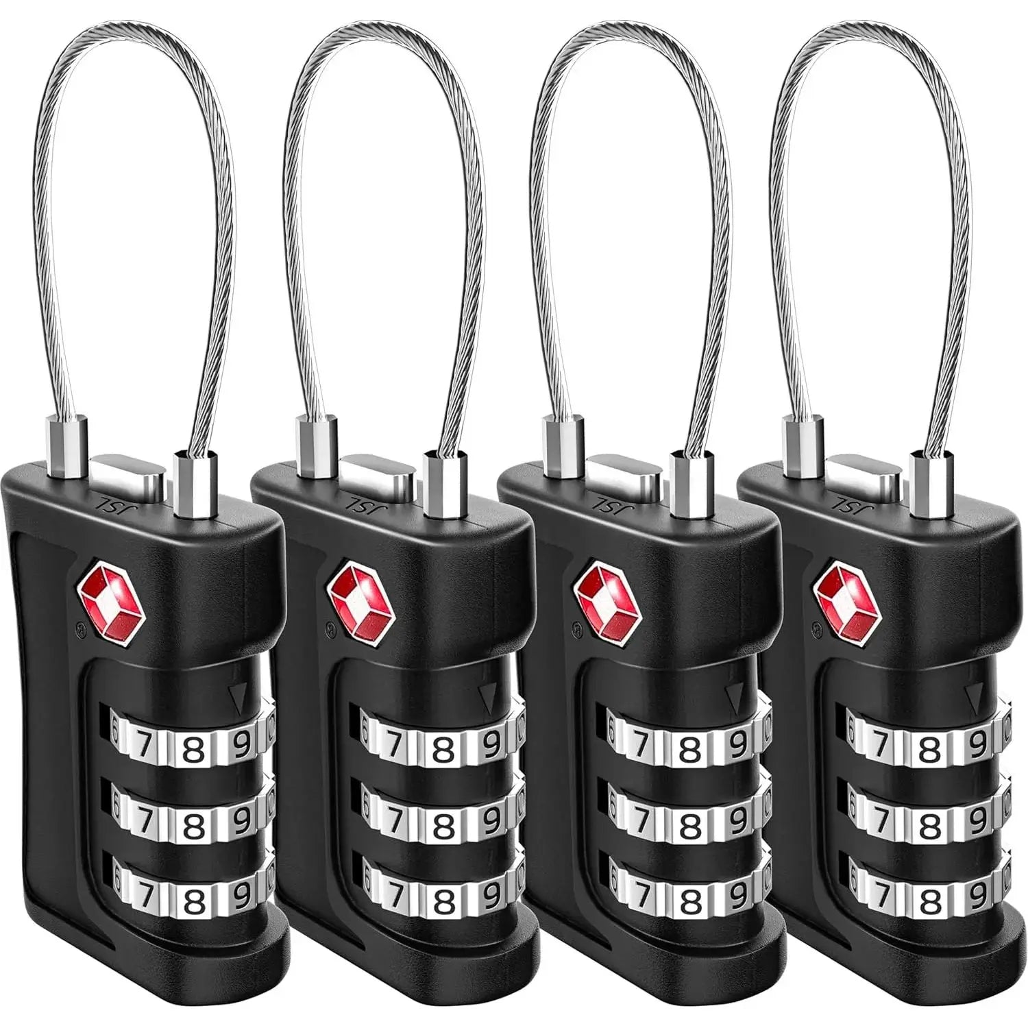 1-4pcs TSA Customs Code Lock for Travel Luggage Password Changeable black Lock Contrast Design Padlock 3 Digit Combination Lock