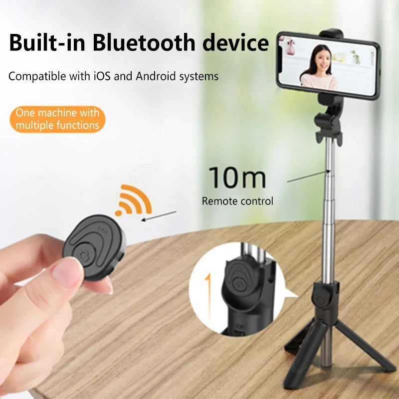 Portable Mini Selfie Stick Tripod Rotating Extendable Bluetooth Control Phone Stand for Travel Universal Mobile Phone Holder