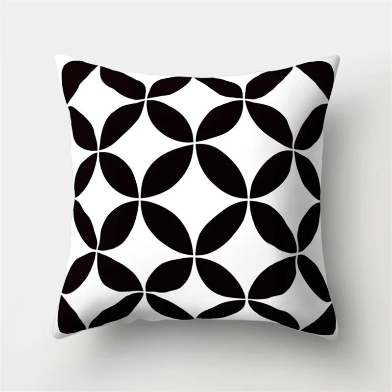Black And White Geometric Portrait Double-sided Printed pillow cover Short plush Suitable living rooms sofas throw cushion cover