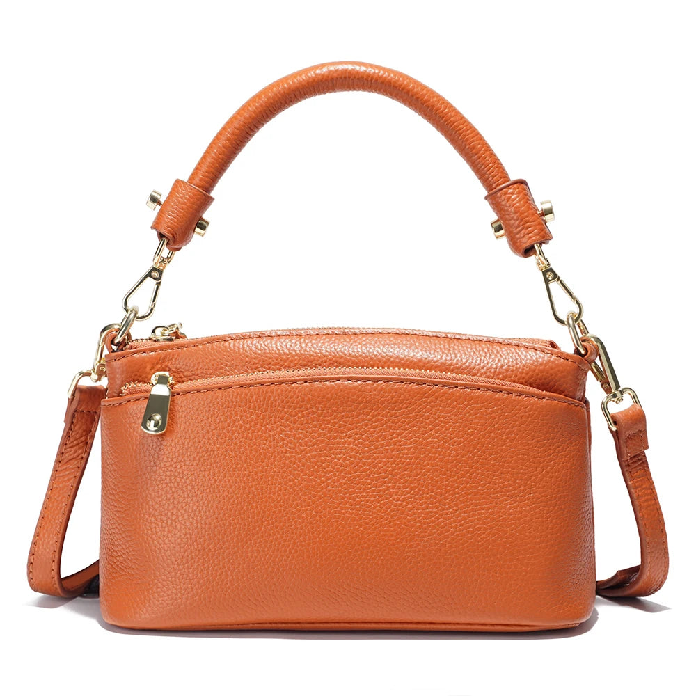 Zency Women Blue Red Bag Soft Genuine Leather Zipper Cowhide Leather Shoulder Bag Ladies Crossbody Small Handbag Satchels Sac