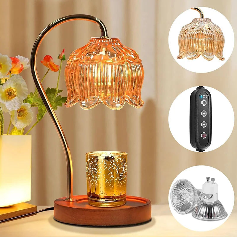 Nordic Glass Candle Warmer Lamp Bedroom Atmosphere Warmer Lamp Retro Lamp Candle Tray Night Light desk Decor Home Decoration  ﻿