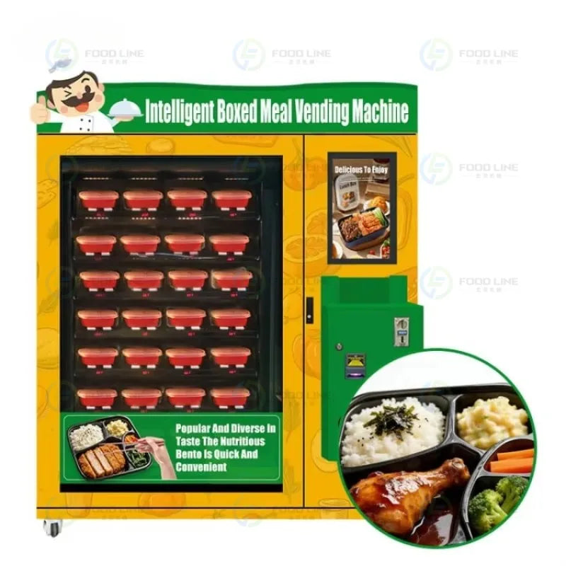 21.5 Inch Touch Screen Fridge Lunch Box Vending Machine with Bill/Coin/Credit/QR Code Payment 150-200 Pcs Capacity Customized