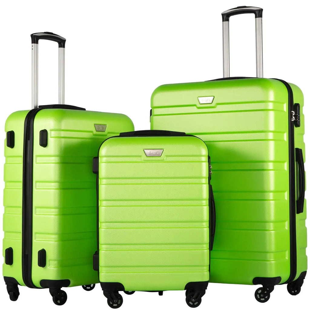 3 Piece Lightweight Durable Hardshell Luggage Set 360° Spinner Wheels TSA Approved Lock Suitcases, Customize