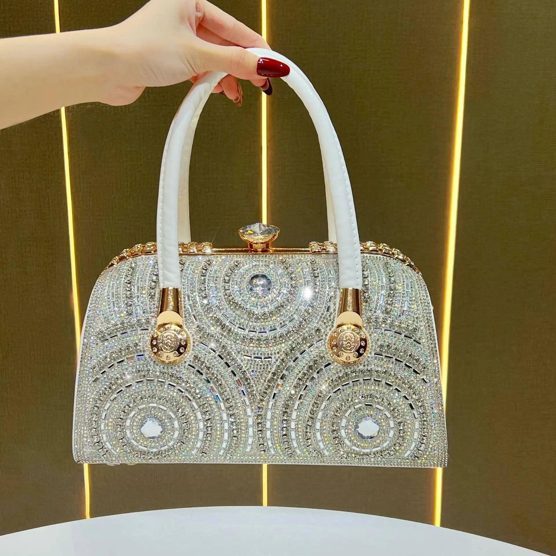 New Dinner Handbag Luxury Brand Diamond-encrusted Sparkling Dinner Party Handbag Fashion Trend Women's Shoulder Crossbody Bag