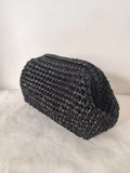 Yiwu Yingzi Premium Glossy Leather Hand-Crocheted Bag, Elegant Versatile Black Woven Clutch Bag, Commuter Underarm Bag