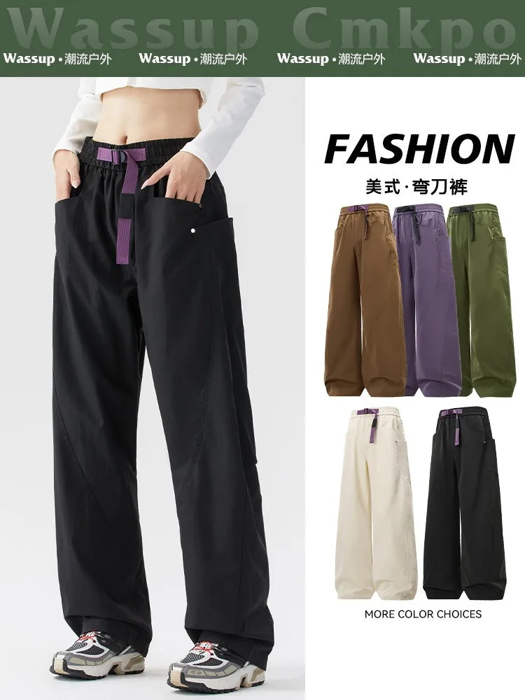 WASSUP CMKPO American machete assault pants women's new wide-leg overalls outdoor hiking waterproof mountaineering pants Casual