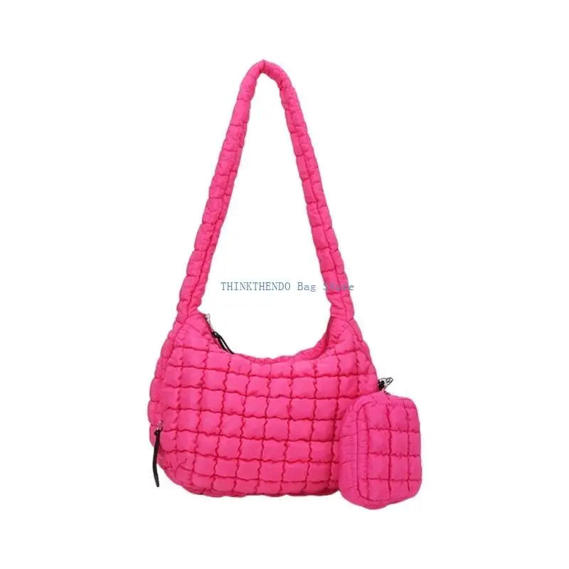 340D Quilted Puffer Bag Set for Women Lightweight Spacious Crossbody Satchel Purse