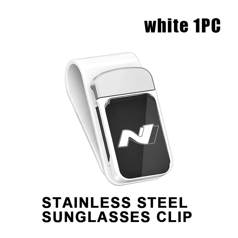 Car Stainless Steel Card Ticket Holder Sun Visor Glasses Clip For Hyundai N Line i20 i30 Sonata Tucson Azera Elantra Veloster