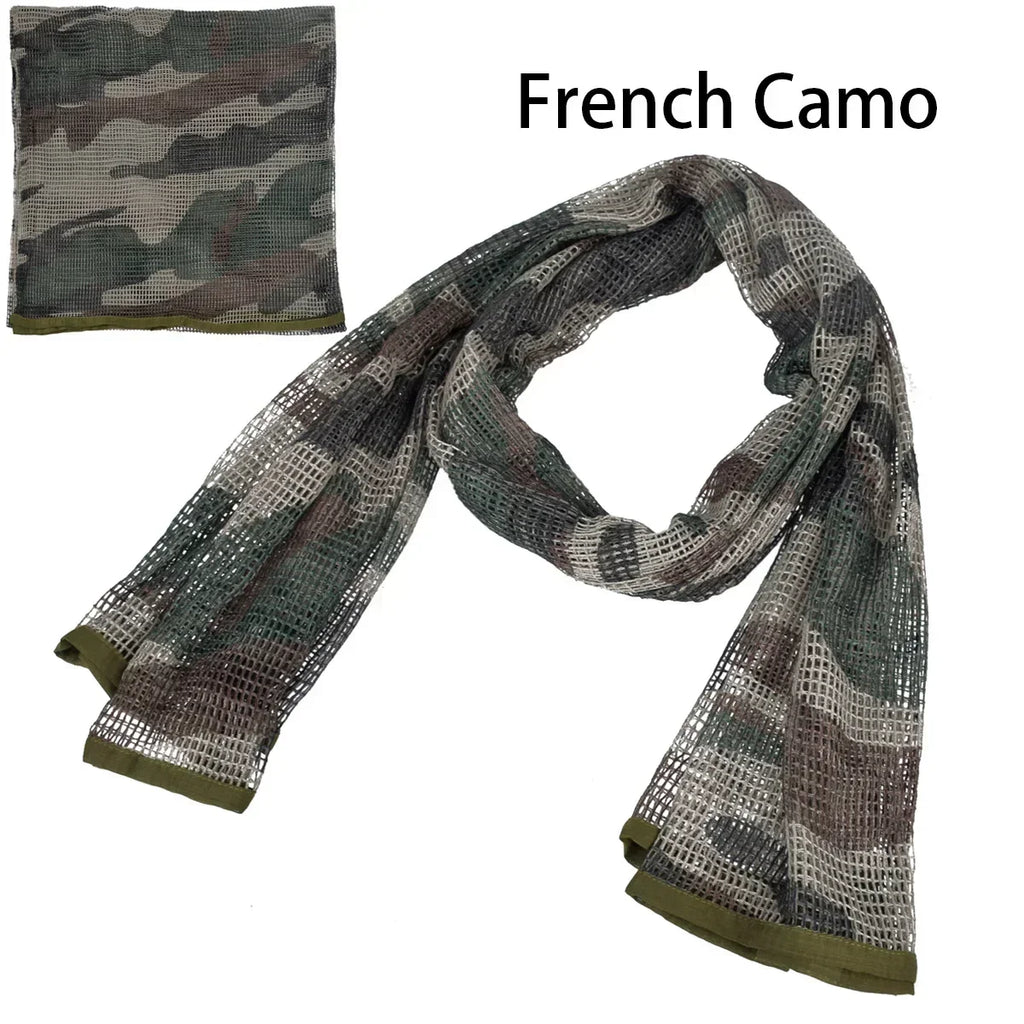 Camouflage Netting Scarf Sniper Veil Camo Mesh Face Scarf Veil Shemagh Head Wrap for Outdoor Camping Hiking Hunting Scarves