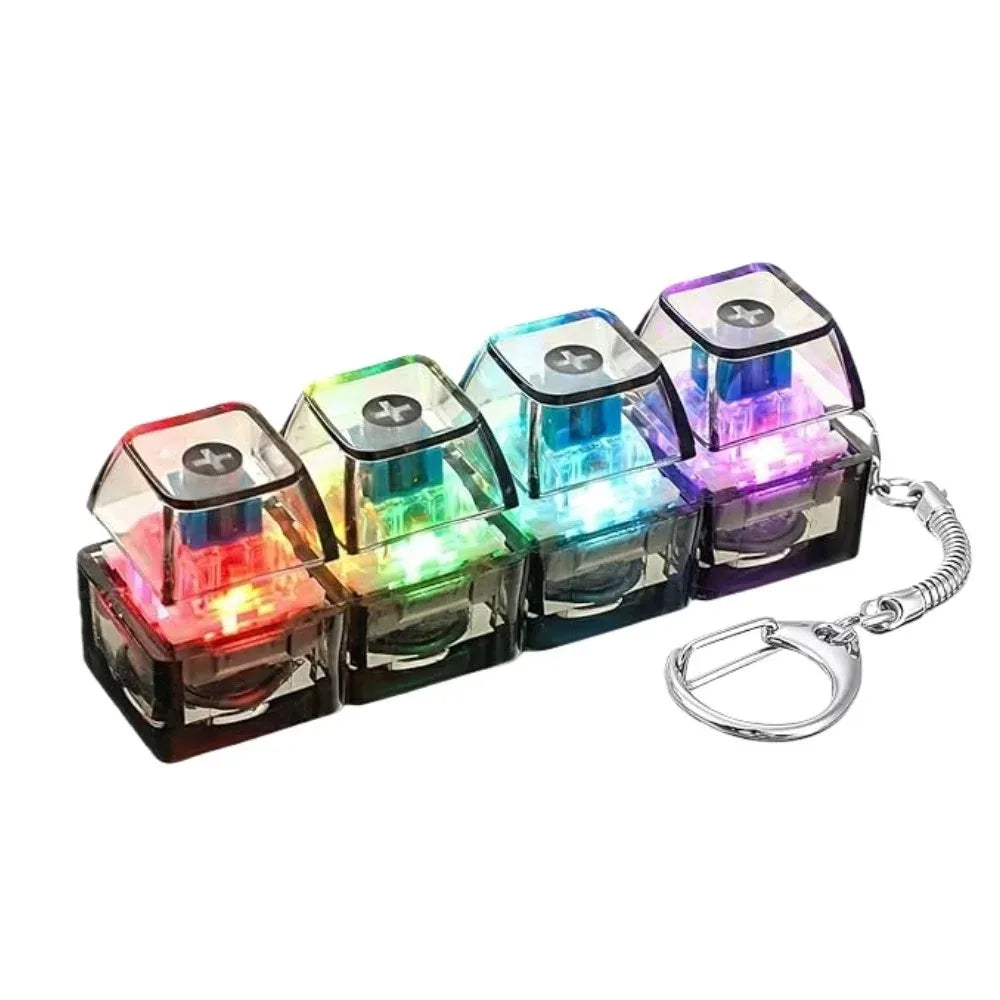 /*LED Keyboard Keychain Fidget Toys Crystal Clicker Sensory Toy for Stress Relief Keyboard Keychain Fidget Gadget for Adults Kid