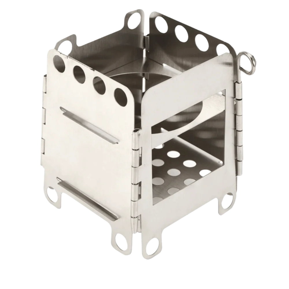 Lightweight Stainless Steel Camping Stove Ventilation Holes Foldable Detachable Wood Burning Stove Compact Portable Fire Pit BBQ