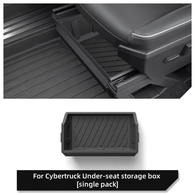 For Tesla Cybertruck Storage box under front seats drawer-type storage box seat hidden storage box Car interior accessories