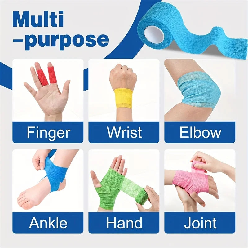 24Rolls Medical Adhesive Bandage Elastic Breathable Sports Self Adhesive Tape Camouflage Wrap Finger Tape Wrist Ankle First Aid