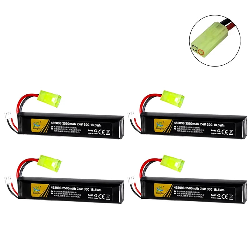 7.4V 2500mAh Lipo Battery Split Connection for Water Gun 2S 7.4V Battery for Mini Airsoft BB Air Pistol Electric Toys Guns Parts