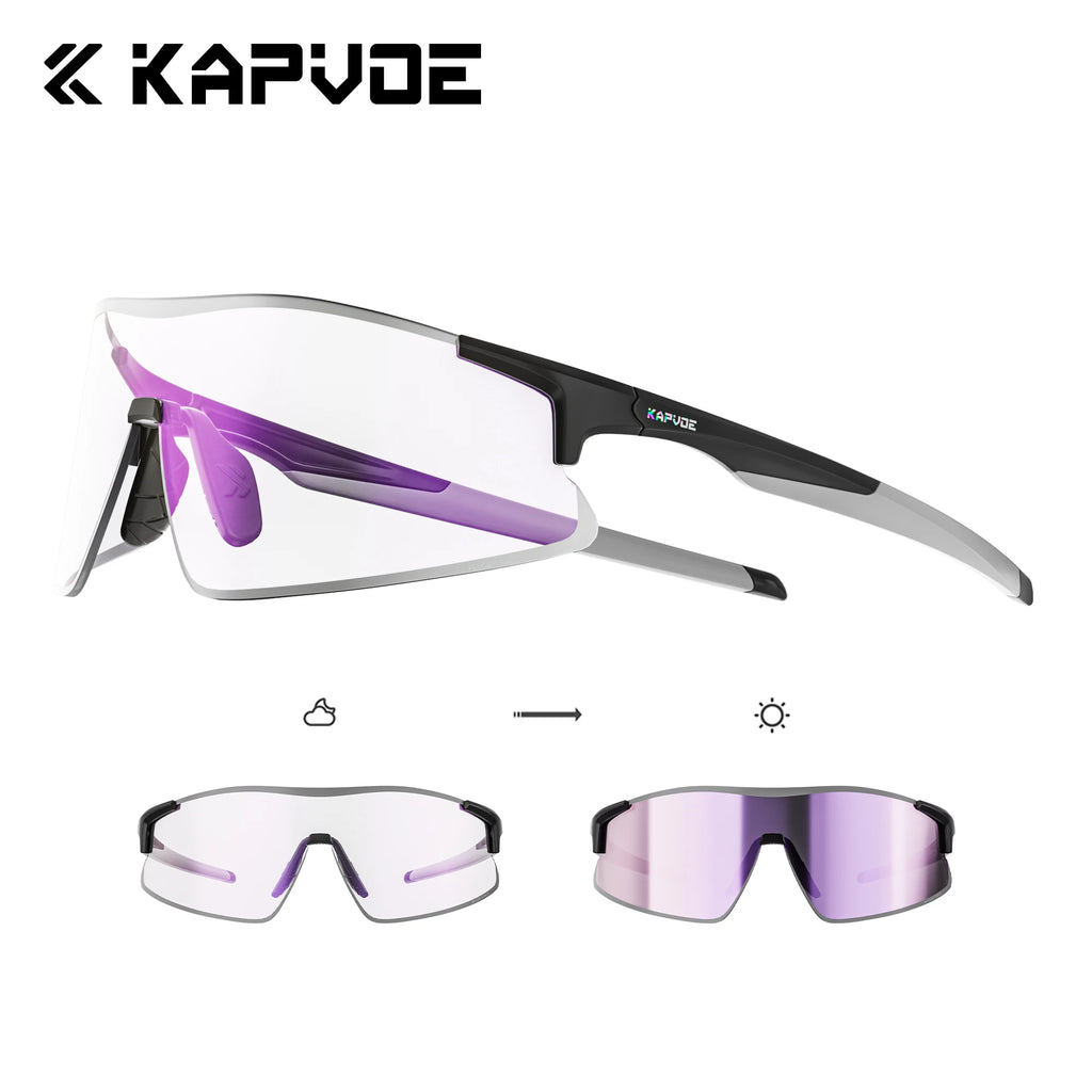 Kapvoe New Photochromic Running Sunglasses Men Women Marathon Ultralight Outdoor Sports Cycling Hiking UV400 Climbing Goggles