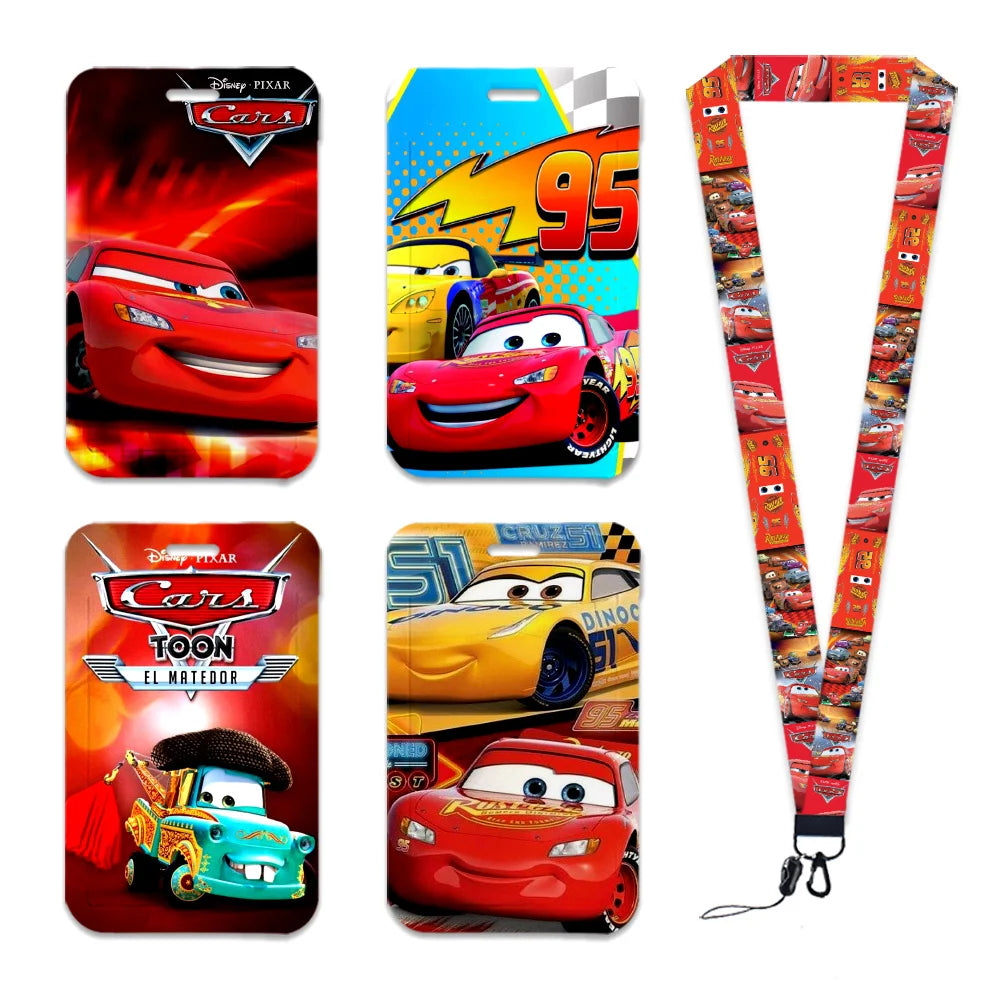 Cars Disney Movie Lightning McQueen New Arrvial Cute Cartoon Badge Holder ID Card Bus Card Holder Lanyard for Accessories Gifts
