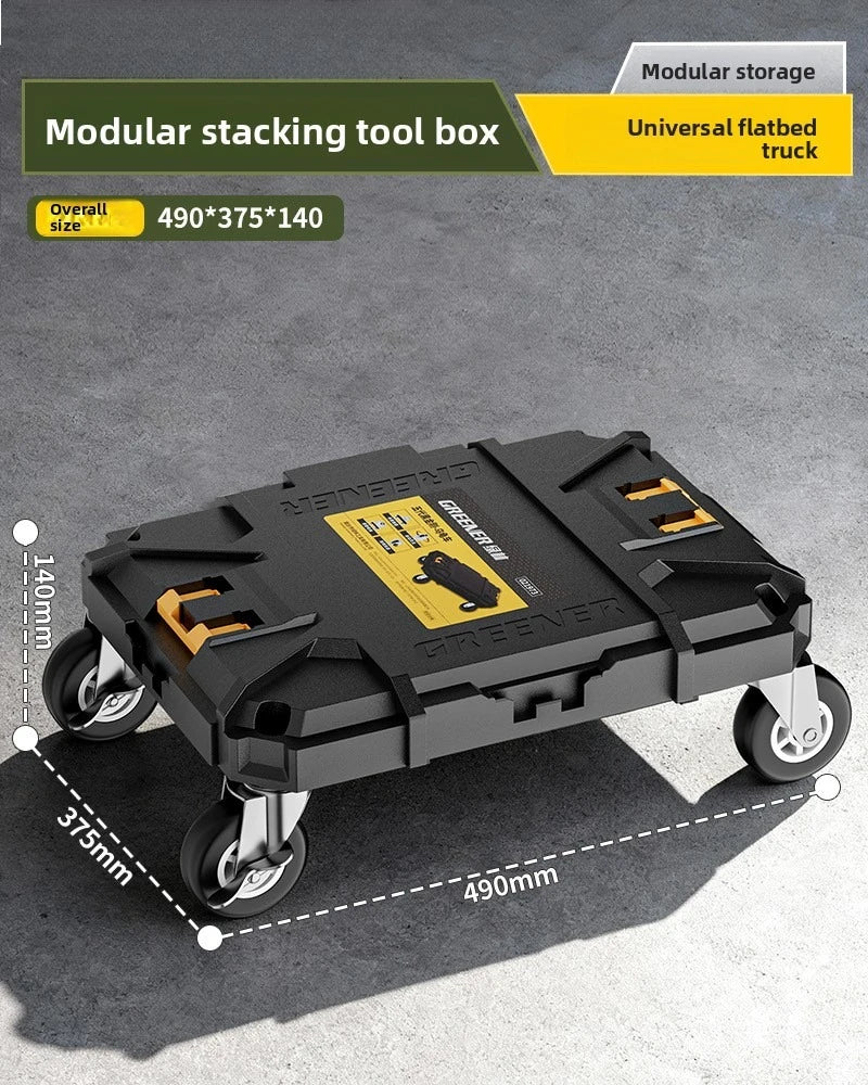 Stackable Toolbox Set Large Hardware Wide Storage Tote Luggage Rolling Handle Multi Function Organizer Box Tool Box Tool Chest