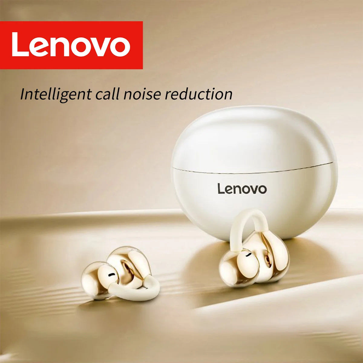 Lenovo TWS Lightweight Mini Earphones Dual Mic Noise Reduction Stereo Bass HD Call Comfortable Bluetooth Earbuds