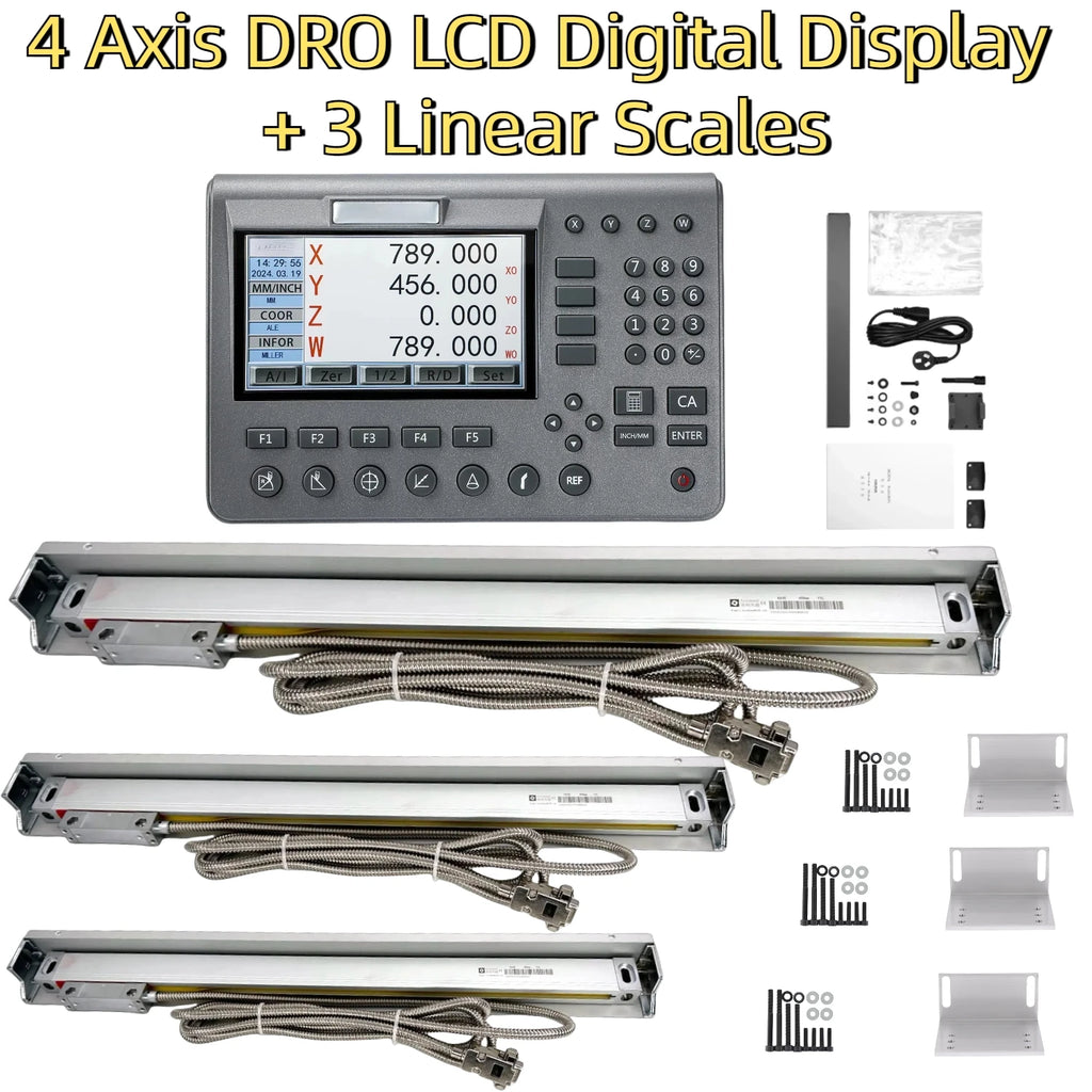 New SDS200 4 Axis Digital Readout AC110V/220V Display LCD DRO SET 3PCS 5um High Precision Optical Ruler Linear Scale Encoder