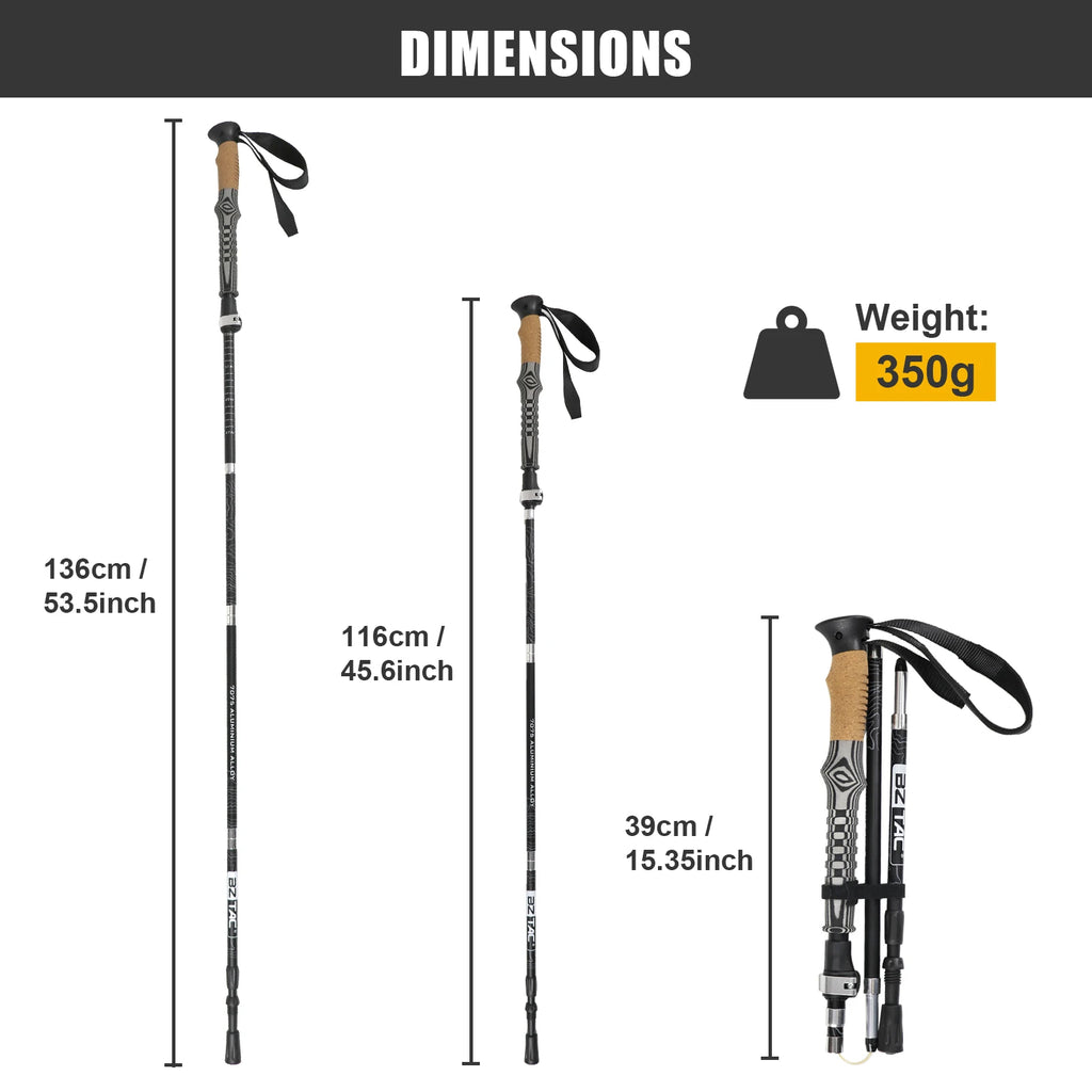 The New Foldable Trekking Pole Is Portable, Easy to Store, Freely Adjustable in Length, Sturdy, Stable, Non-Slip, Shock-Absorbing, and Has Strong Load-Bearing Capacity. It Is a Great Helper for Outdoor Climbing, Hiking, and T