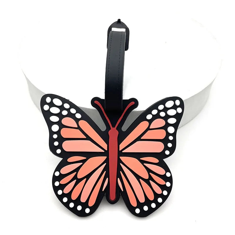 4 Color Travel Accessories Cute  Butterfly Luggage Tag Silica Gel Suitcase ID Address Holder Baggage Boarding Tag Portable Label