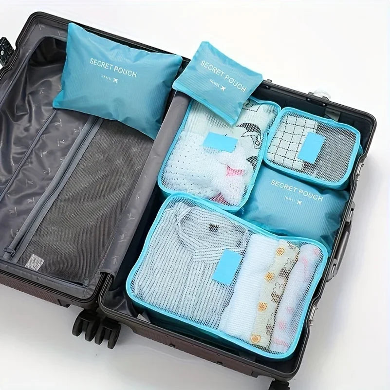 6pcs Multifunction Travel Bags Waterproof Clothes Storage Luggage Organizer Pouch Packing Cube Men And Women Travel Storage Bag