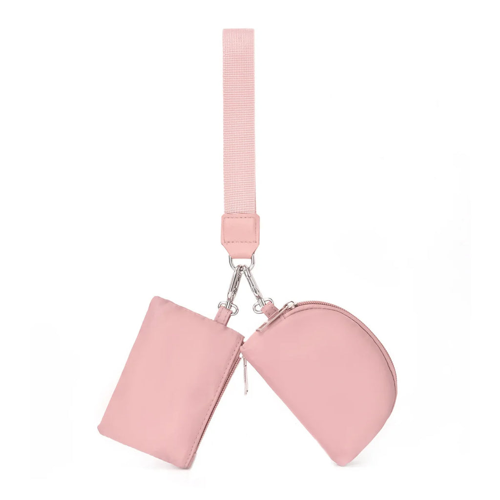 Pomelo Best Wristlet Wallet for Women Double Pouch Zipper Wrist Bag Portable Small Clutch Purse for Daily Use