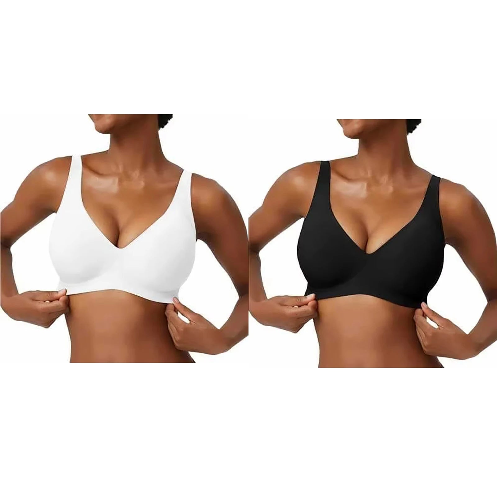 Women's Seamless Pink Leopard Print Bra Wire-Free Bra Full Cup Soft Thin Mold Support Breathable and Beauty Deep V Plus Up Bra
