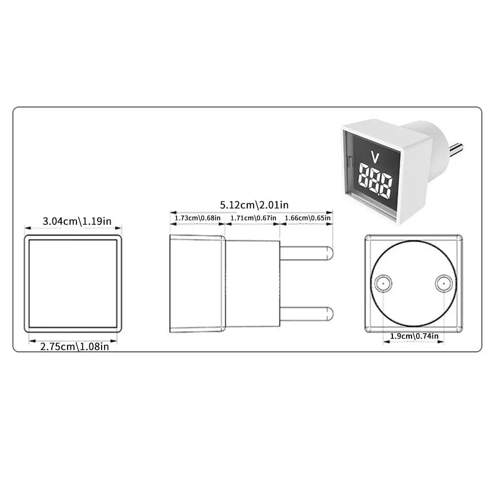 1PC LED Digital AC Voltmeter Indicator Square EU Plug Digital Voltmeter 50–500V Voltage Measurement Range