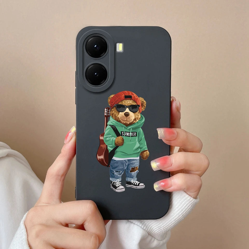 For Xiaomi Poco X7 Pro Case Lovely Bear Love Heart Shockproof Anti-fall Antifouling Luxury Shell For xiaomi poco x7 pro Coque
